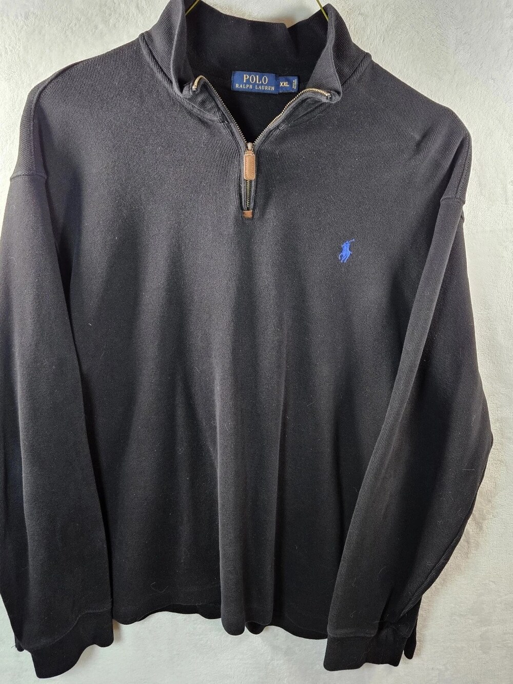 Polo Ralph Lauren 1/4 Zip Pullover Sweatshirt 100% Cotton Black Men's Size XXL